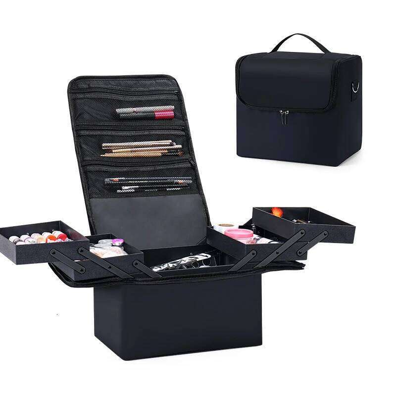 Large Makeup Carrying Train for Women, Travel Bag Storage Box,4 Tier Professional Nail Organizer Case with Adjustable X250718 X250718