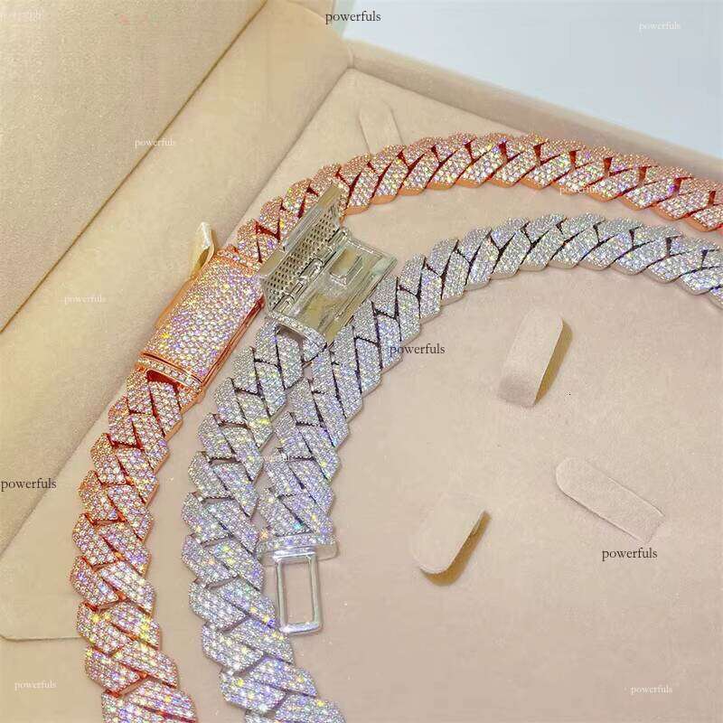 High-Quality 15mm 18inch Vvs Moissanite Cuban Chain Mossan Hip-Hop Necklace