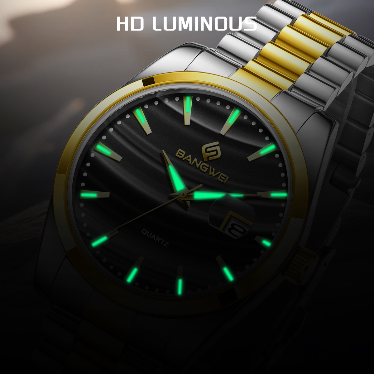 LIEG Men's Watch, Stainless Steel Analog Quartz Watch, Men's Date Waterproof Luxury Casual Easy-to-Read Digital Dial Men's Watch