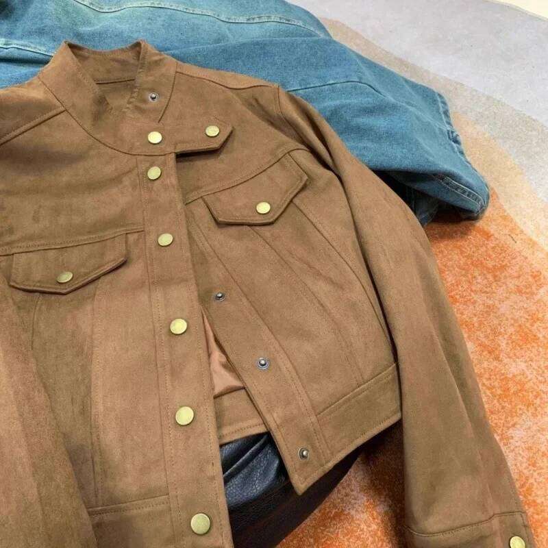 Stylish Deer Veet Jacket For Women Spring Autumn New Arrival Trendy Petite Feel Clip-On Top Short Outerwear