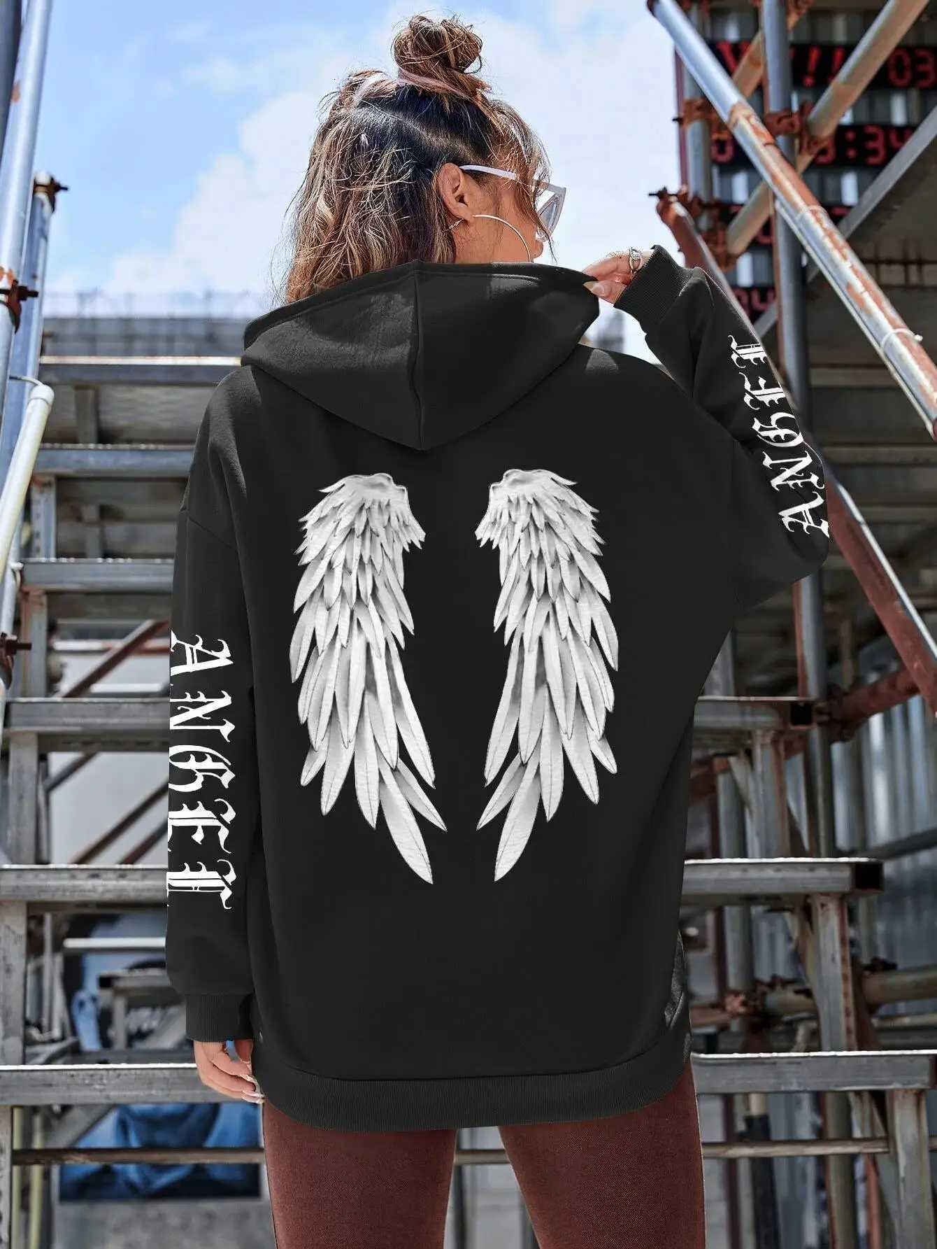 Beautiful Angel Wings Printed Hoodies Women Warm Comfortable Casual Hoodie Fashion Classic Hoody Loose Original Basic Clothes Z250719