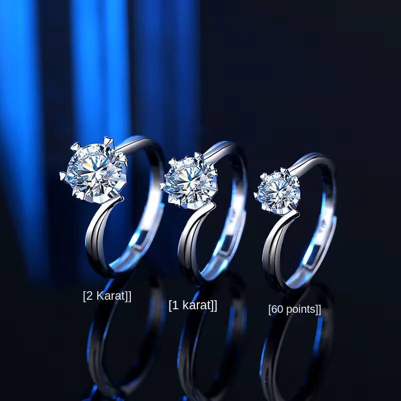 0.6/1ct/2ct Classic D Moissanite Ring S925 Sterling Silver Six Claw Moissanite Wedding Engagement Ring