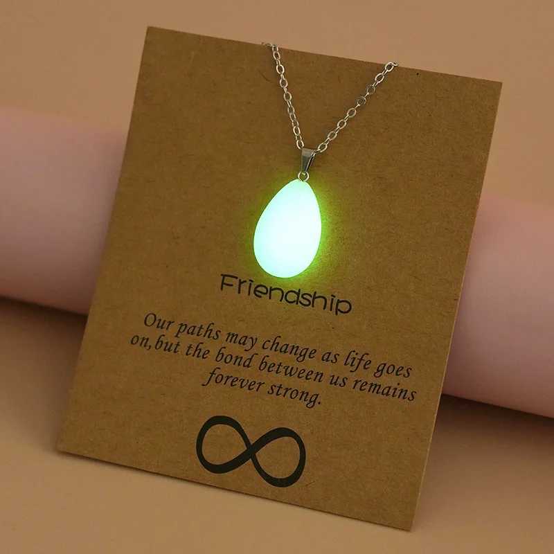 New Punk Luminous Cross Necklace Round Star Water Drop Geometric Natural Stone Pendant for Men Glow In The Dark Gothic Jewelry W250718