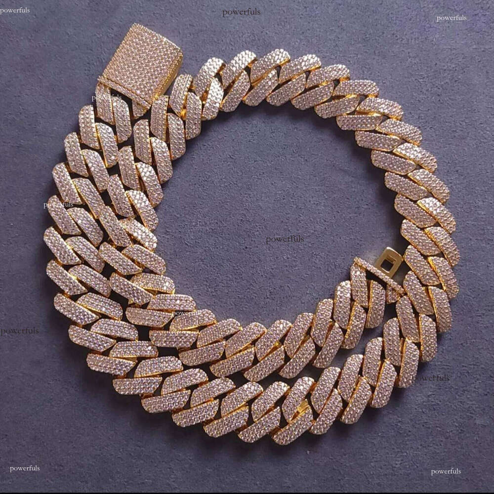 K Hip Hop Rapper 3 Rows Dia Thick Link Rhinestone Necklace Designer Jewelry 20Mm Cuban Chain