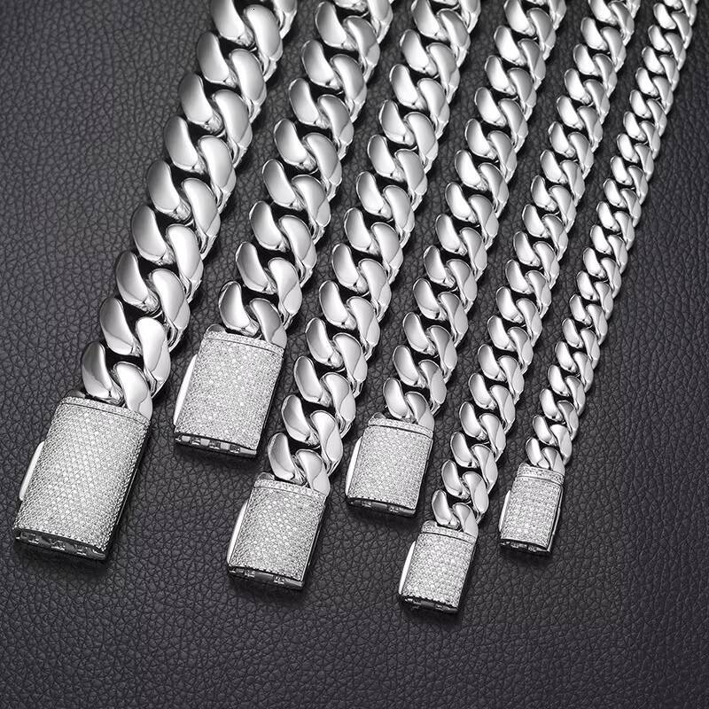 10-20mm 7-9 Inch Miami Cuban Link Chain Iced Out Gold Plated Brass Zircon Diamond Rappers Hip Hop Jewelry Anklet Bangle Bracelet