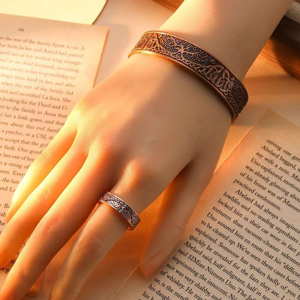 Viking Tree of Life Open Set Magnetic Bracelet Ring Jewelry