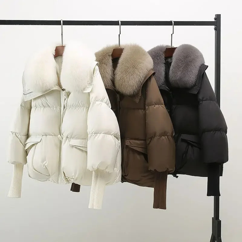 2025 Winter Down cotton Short Padded Jacket Women Parkas Fur Collar Thick Cotton Coats Clothes Black Casual Outerwear Female 250716