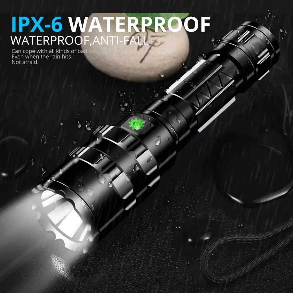 High Lumens Professional D Flashlight for Hunting Tactical Scout Torch Lights L2 USB Rechargeable D Waterproof Fishing Lights XJ250718