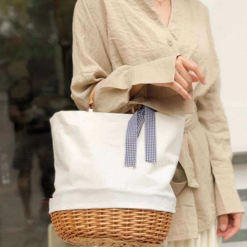 Handmade Wicker Rattan Top Handle Straw Beach Shoulder Holiday Bag Bridesmaid Tote Wedding Party Gift