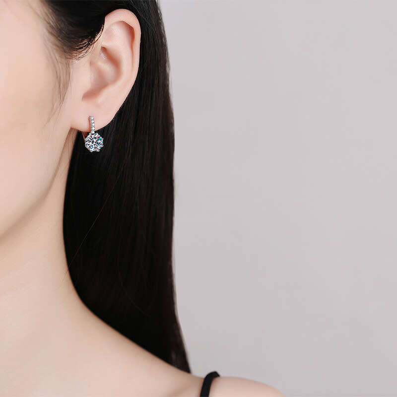 s Sterling Sier casual Temperament D Color 2 Carat Moissanite Earrings Female a85