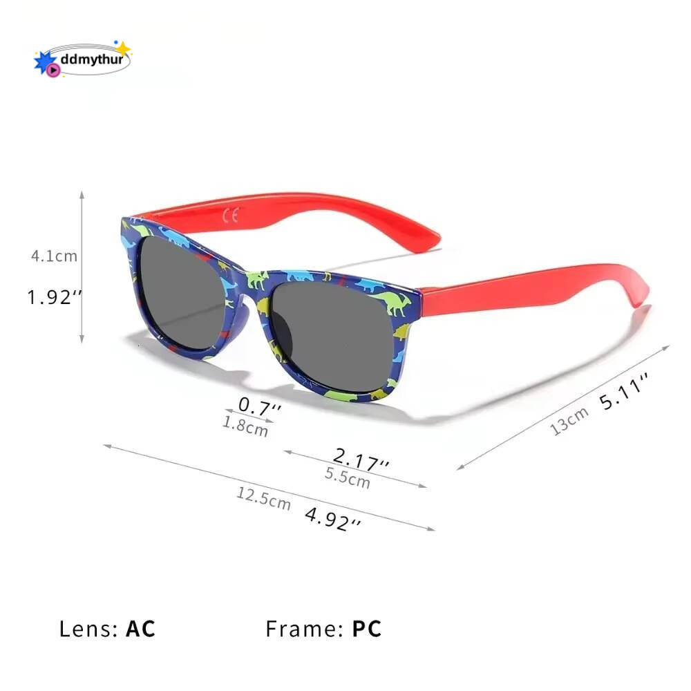 2024 Summer Square Childrens Outdoor Sunshade Sunglasses Kids Cartoon Dinosaur Cute Baby Trendy Sun Glasses Girls Boys Eyewear ddmythur Z260305