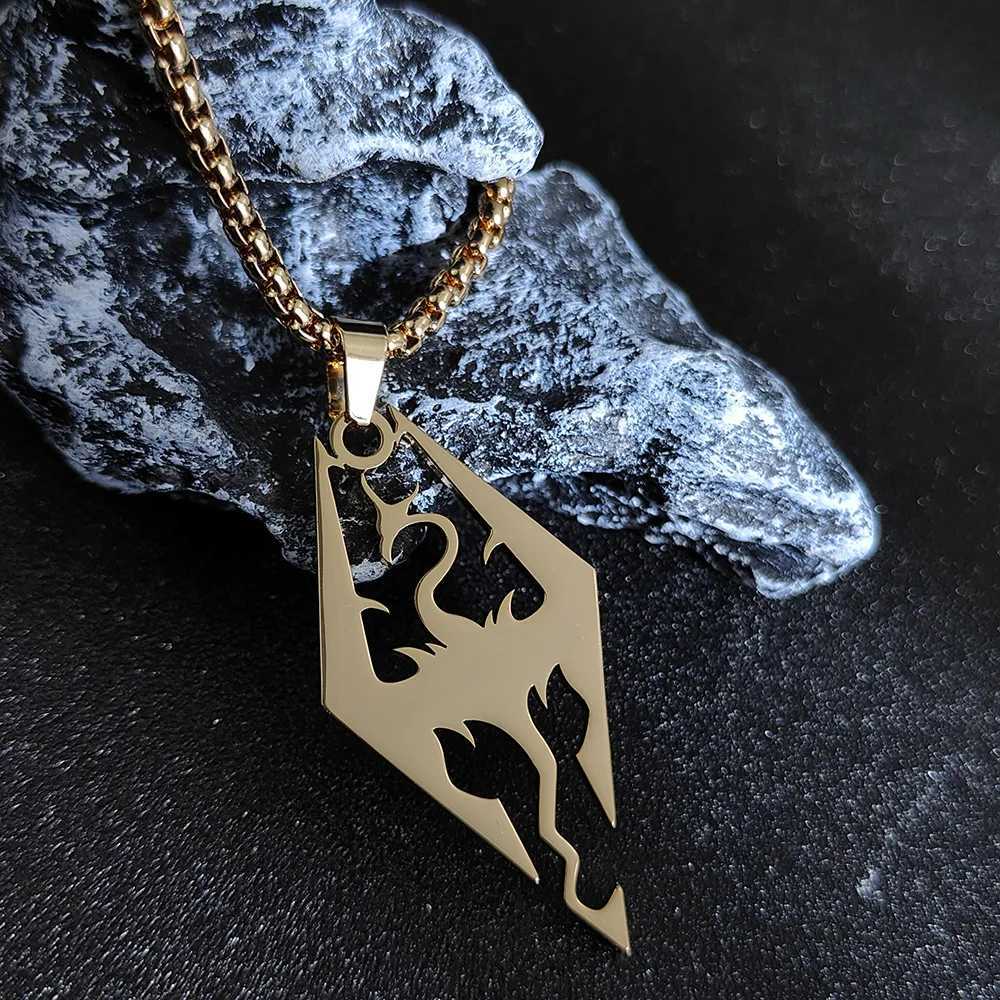 Gothic Witchcraft Dragon Pendants Satan Viking Wolf Owl Wizard Necklace Stainless Steel Goth Dragon Black Mens Necklace Jewelry W250718