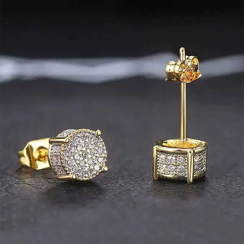Gold Silver Color Round Ear Studs for Women/Men Fashion 4 Claw Shiny Rhinestone Stud Earrings Punk Luxury Design Jewelry Gift XJ250718