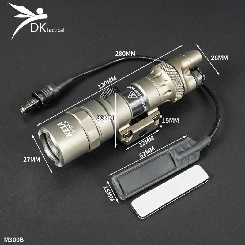600 600B 300 300B Flashlight Tactical D Spotlight Light Hunting Rif Scout Light With Dual Function Switch For 21MM RailXJ250718