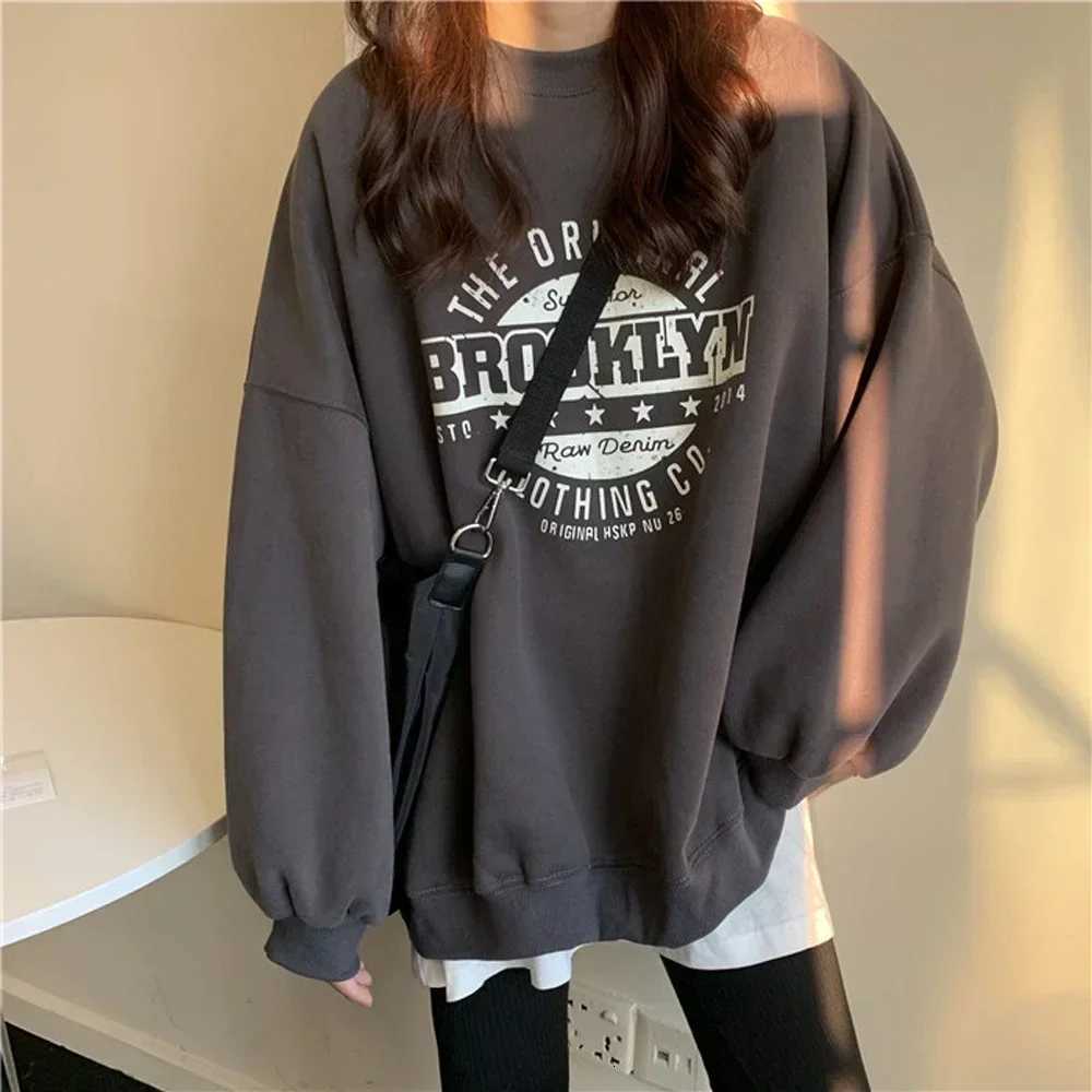Women Hoodies Office Lady Loose Coat Korean Fashion Sweatshirts Letter Printed Pullovers 2025 Spring Woman clothing Y2k Hoodies Z250719