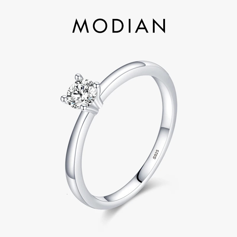 Modian 925 Sterling Silver 10 Hearts Clear CZ Simulated Diamond Simple Wedding Bands Ring For Women Statement Engagement Jewelry 250715