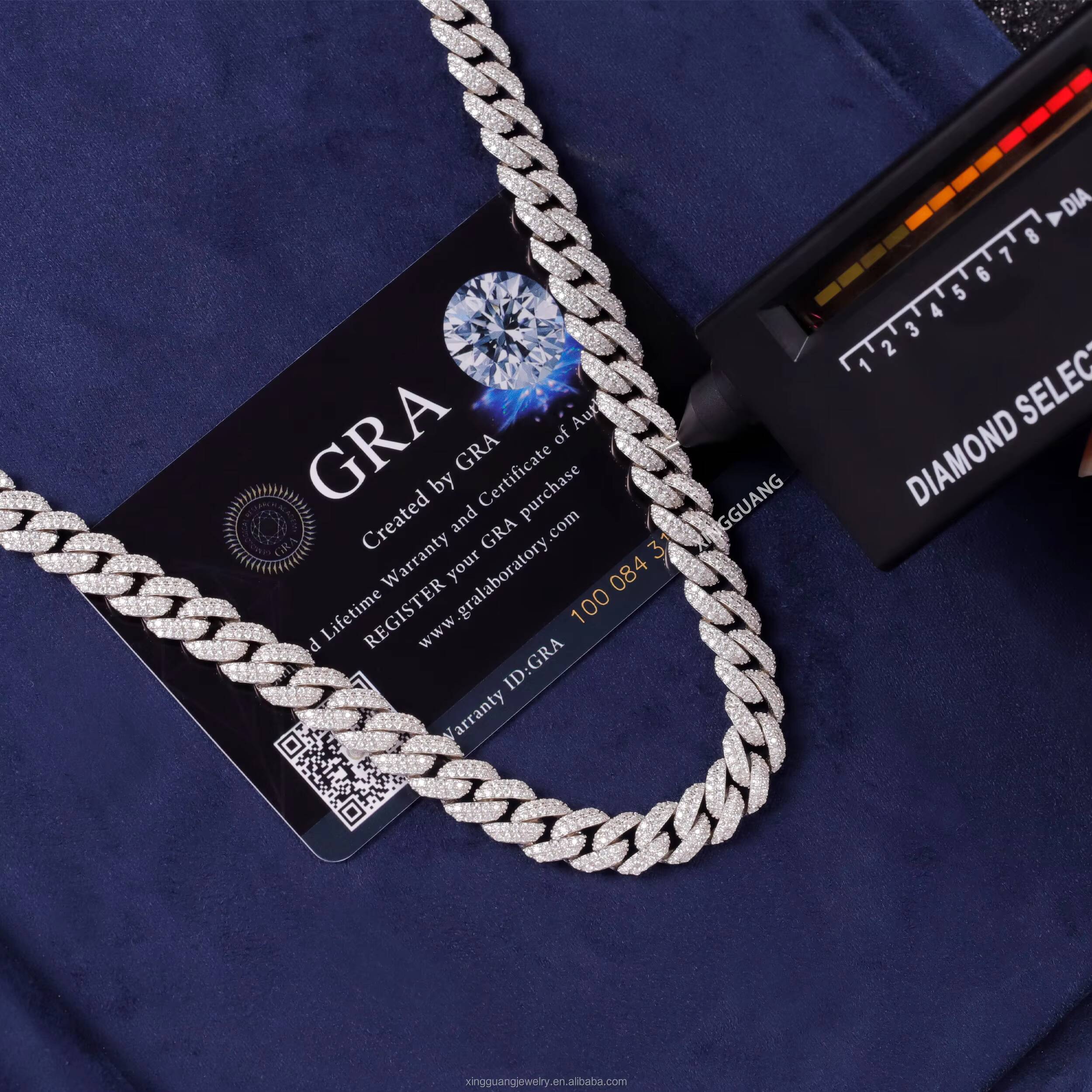 Ready to Ship Silver GRA Moissanite 6mm Wide Diamond Iced Out Necklace Miami Cuban Link Chain for Hiphop Rapper Life