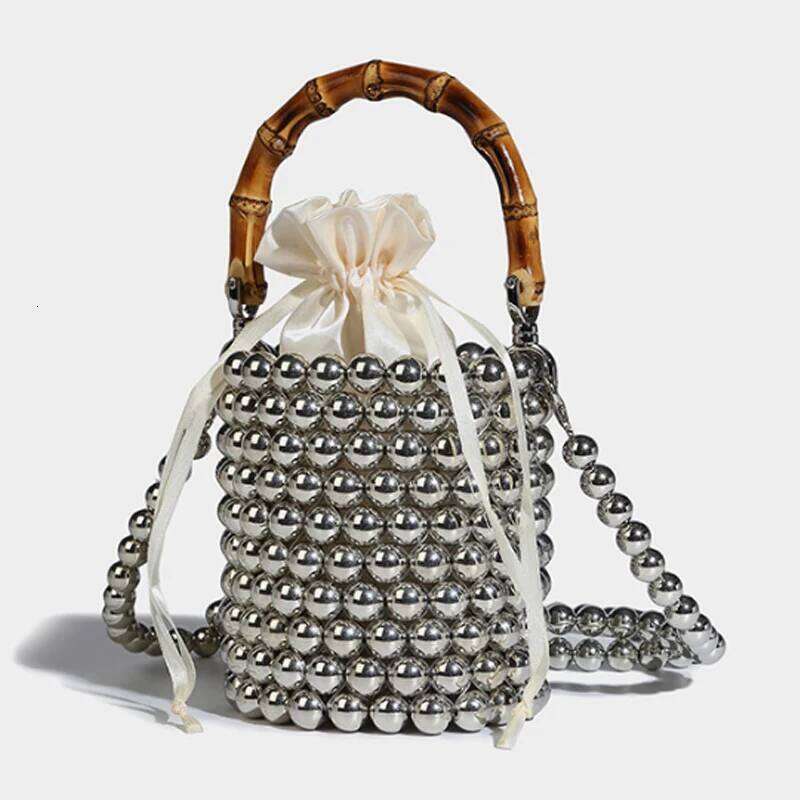 Bead Design Bucket Women's 2025 New Pearl Chain Bamboo Section Handbag Shoulder Crossbody Bag