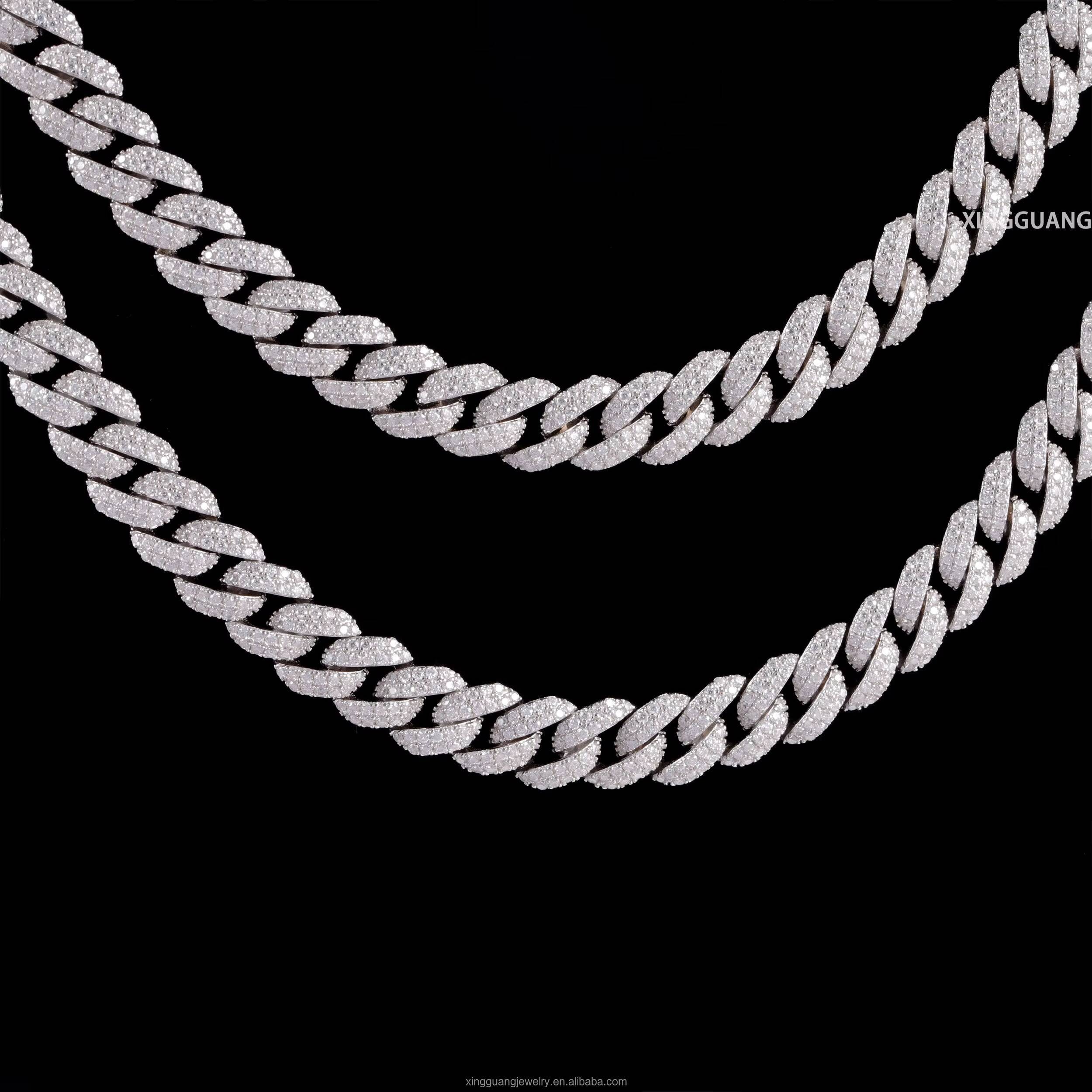 Ready to Ship Silver GRA Moissanite 6mm Wide Diamond Iced Out Necklace Miami Cuban Link Chain for Hiphop Rapper Life