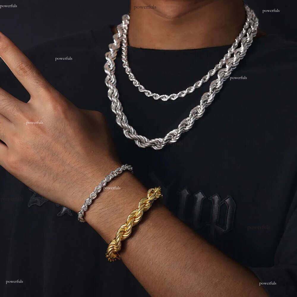 6mm 12mm 14K Gold Plated Solid Sterling Sier VVS Moissanite Dia Iced Out Lock Rope Chain Necklace For Men