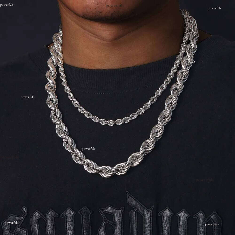 6mm 12mm 14K Gold Plated Solid Sterling Sier VVS Moissanite Dia Iced Out Lock Rope Chain Necklace For Men