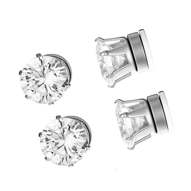 1 Pair Crystal Strong Magnetic Ear Stud Clip Earrings for Men Women Punk Round Zircon Magnet Earrings Non Piercing Jewelry Gift XJ250718