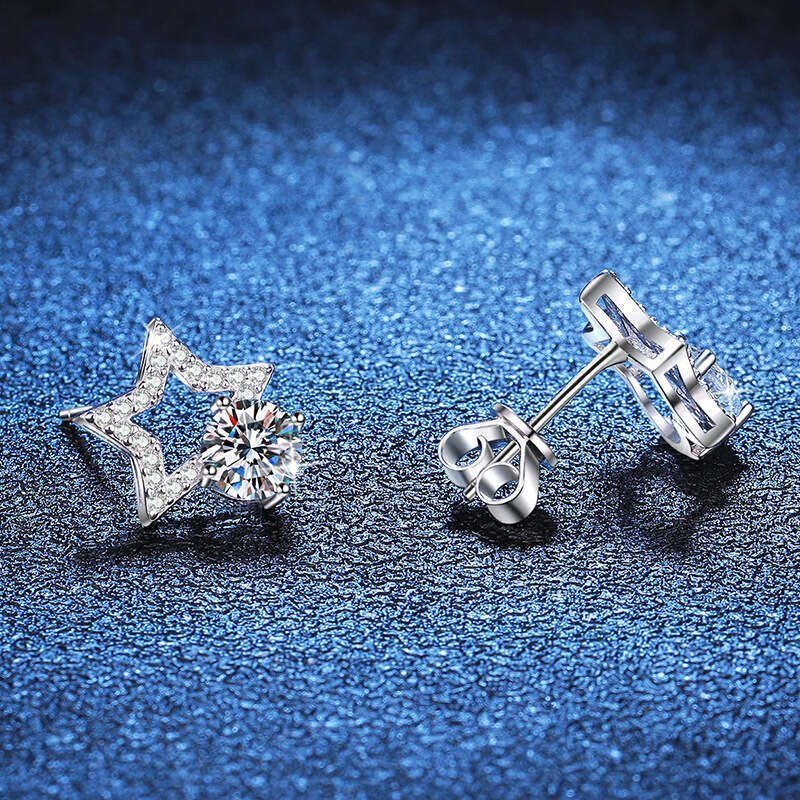 S Pure Sier Fashion Starburst D Color 1 Carat Moissanite Earrings for Women bcc