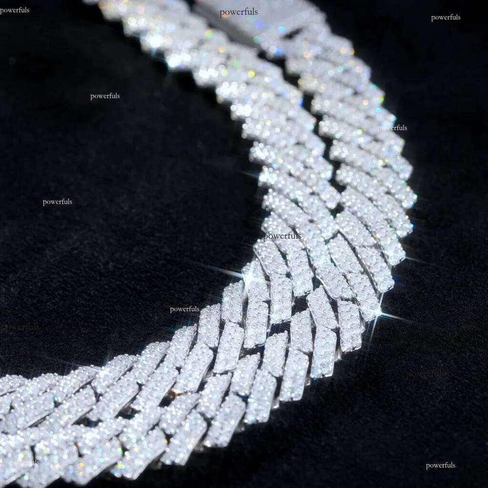 S VVS Moissanite 10MM Prong Cuban Link Chain Sterling Sier Pass Test Lab Dia Necklace Valentines Day Gift For Him