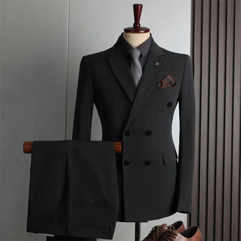 Tailor-made Suits for Men 2 Pieces Suits Man Blazer Jacket and Pants Double Breasted Business Casual Fashion Korean Clothing 250715