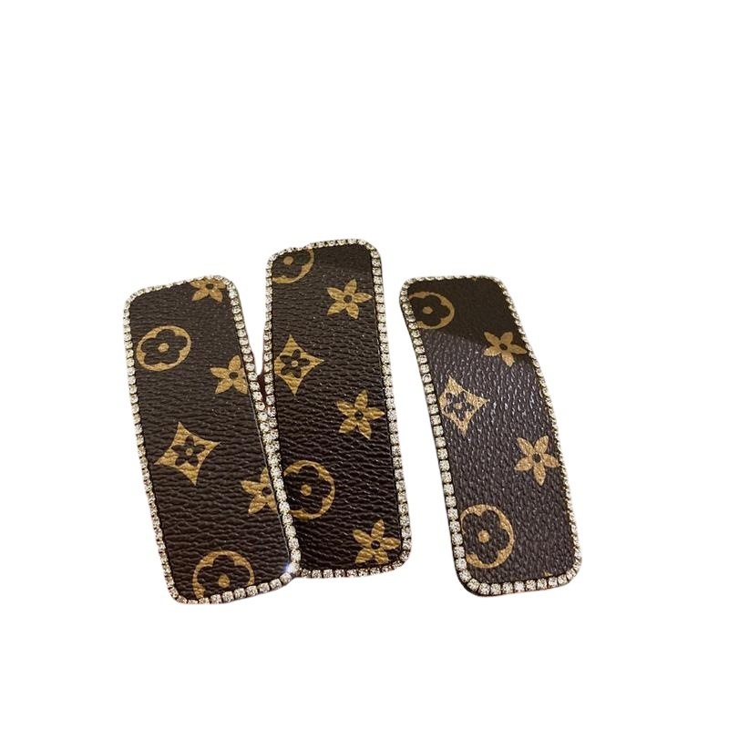 Korean Simple Printed Leather for Women, Internet Celebrity Style, Elegant Side Bangs Clip, Hair Accessory,