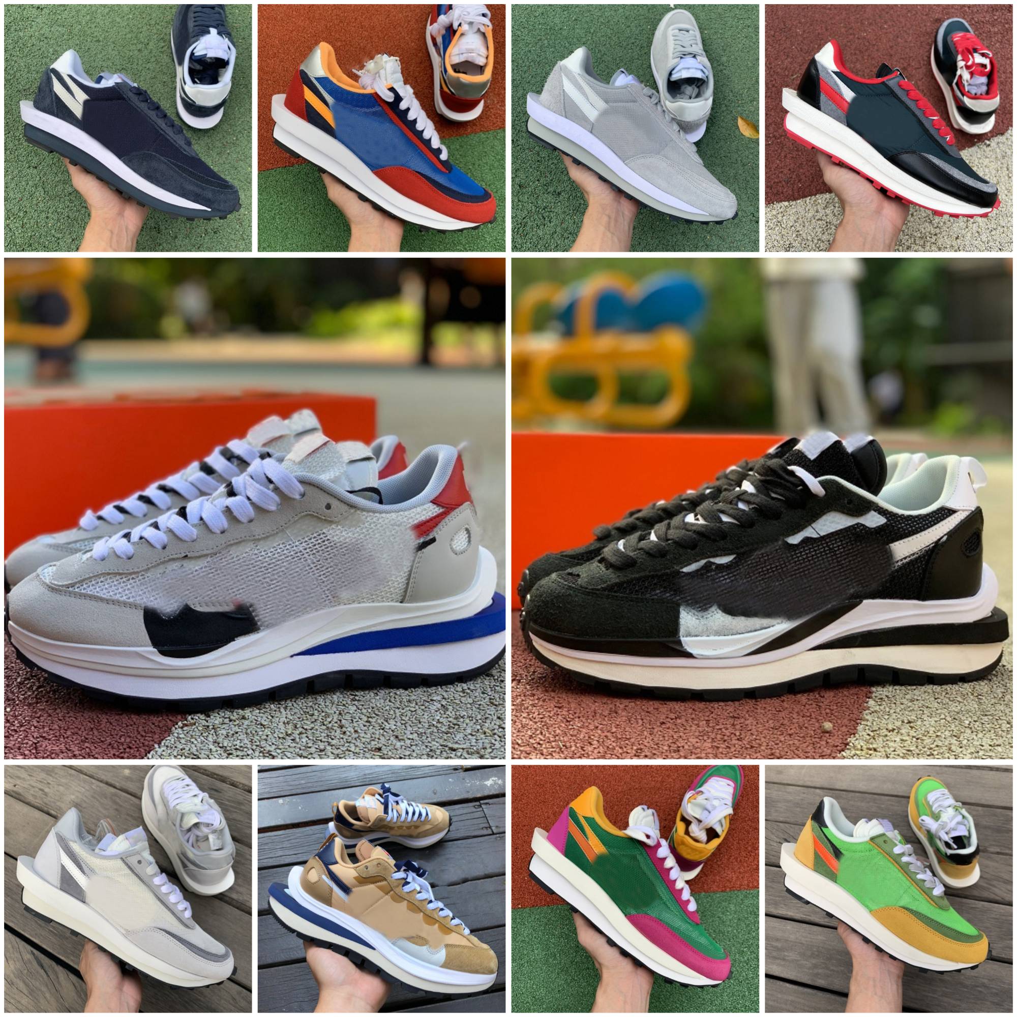Waffle SaCAis Mens Women Running ShOes Vaporwaffle Orange Blaze Nylon White Black Sail Gum Sesame Game Royal Fragment Grey Blue Void Green Gusto Pine Green Sneakers