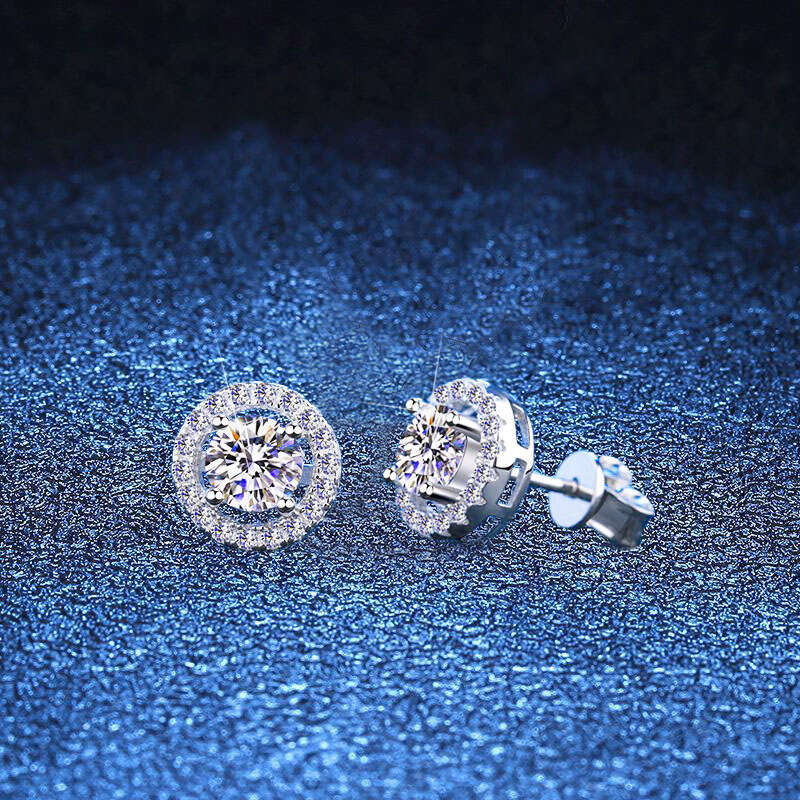 S Sier for Women Classic Simple Round Moissanite Earrings Exquisite Craftsmanship Quality 015