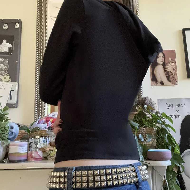 Darlingaga Gothic Dark Wings Printed Slim Jackets For Women Zip-Up Autumn Hooded Outwear Y2K Harajuku Streetwear Vintage Coats Z250719