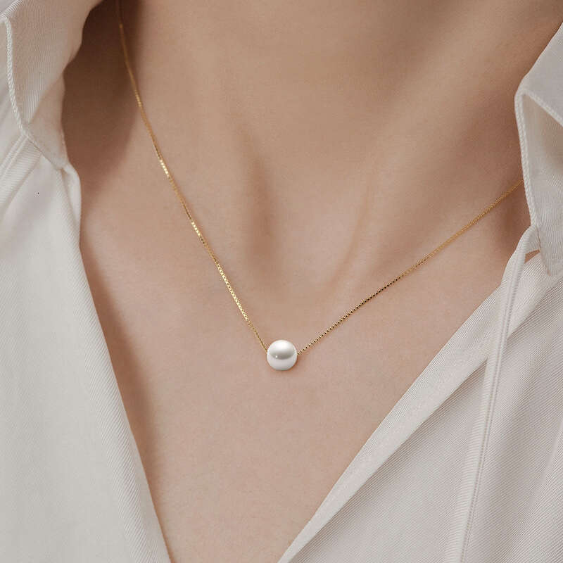 Korean Fashion Simple INS Style Freshwater Necklace Pure Sier Versatile Single Pearl Pendant for Women