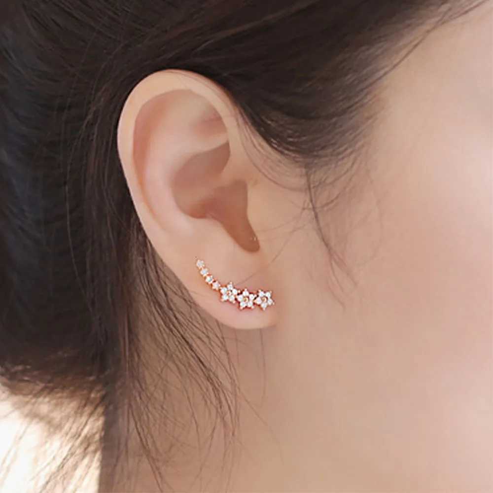 925 Silver Full Moissanite Earrings Climber 7 Star Crawler Stud Ear Cuff for Women Black White Moissanite Jewelry Gifts XJ250718