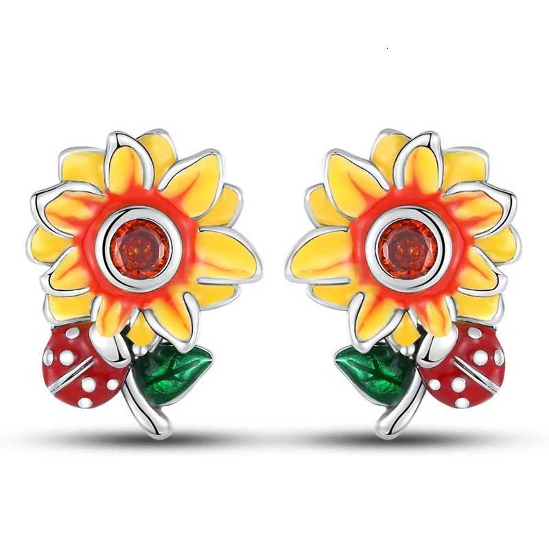 925 Silver Ear Jewelry Sunflower Flowers Plants Design Stud Earrings Trendy Female Luxury Fine Engagement Wedding Earring XJ250718