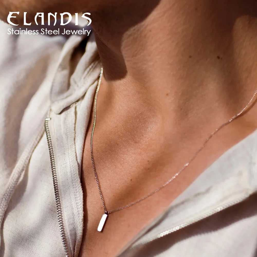 18K Gold Plated Stainless Steel Minimalist Square Pendant Necklace Fashion Mens Accessories Wholesale W250718