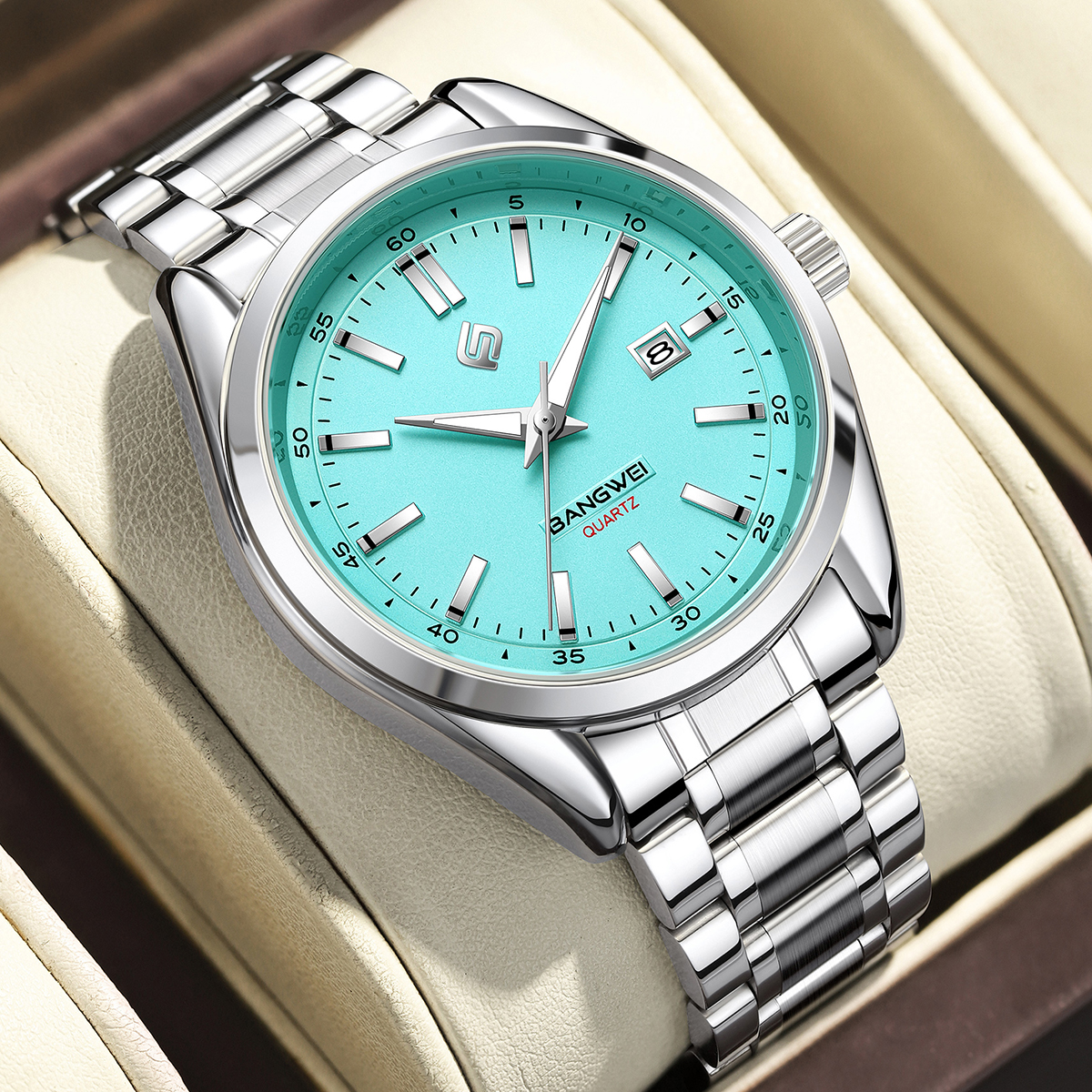 LIGE men's quartz watch brand simple and fashionable watch stainless steel strap 30 meters waterproof Holiday Gift Teen Watch