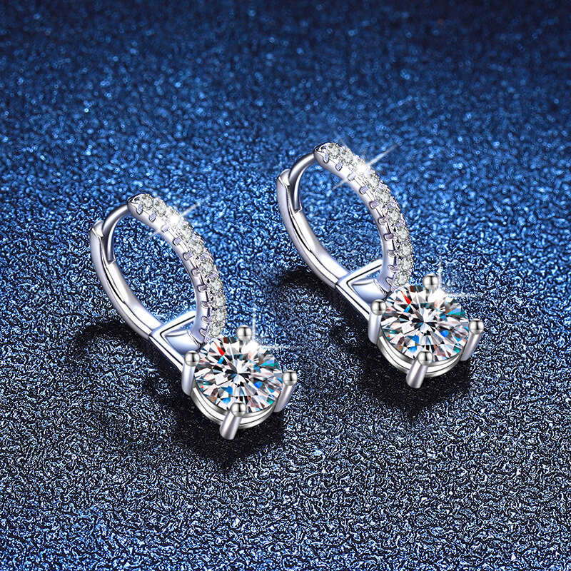 S Pure Sier Earrings and Ear Studs, Two-Way Wear, 2 Carat D Color Stud Earrings, Moissanite 592