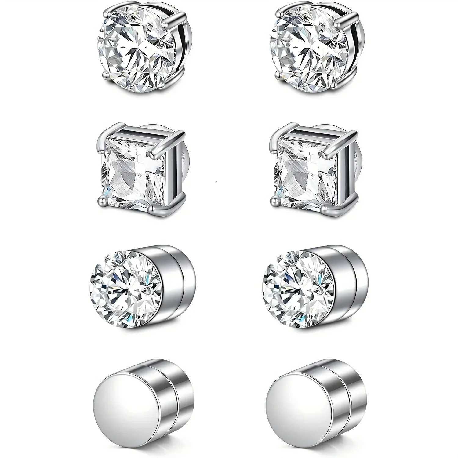 1 Pair Crystal Strong Magnetic Ear Stud Clip Earrings for Men Women Punk Round Zircon Magnet Earrings Non Piercing Jewelry XJ250718