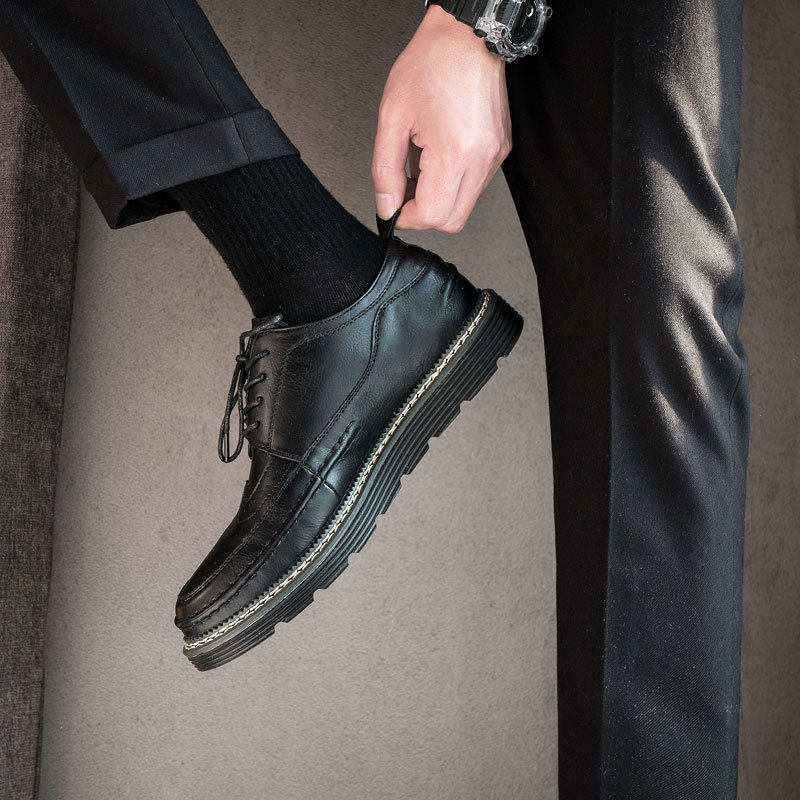 Stylish Fashion Vintage Men Solid Leather Shoes Walk Shoes Slip On Leather Flat Soft Sole Black Burnishion Business Formal Wedding Shoes Casual Shoes