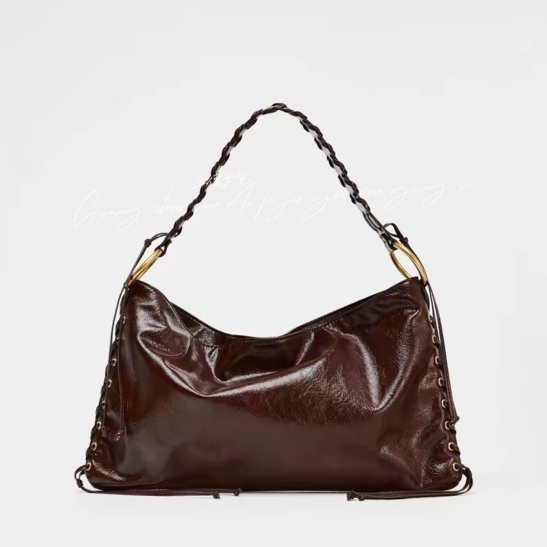 2025 Summer new women's shoulder crossbody bag new handbag with metal buckle eyelets large capacity shoulder bag new designer bag