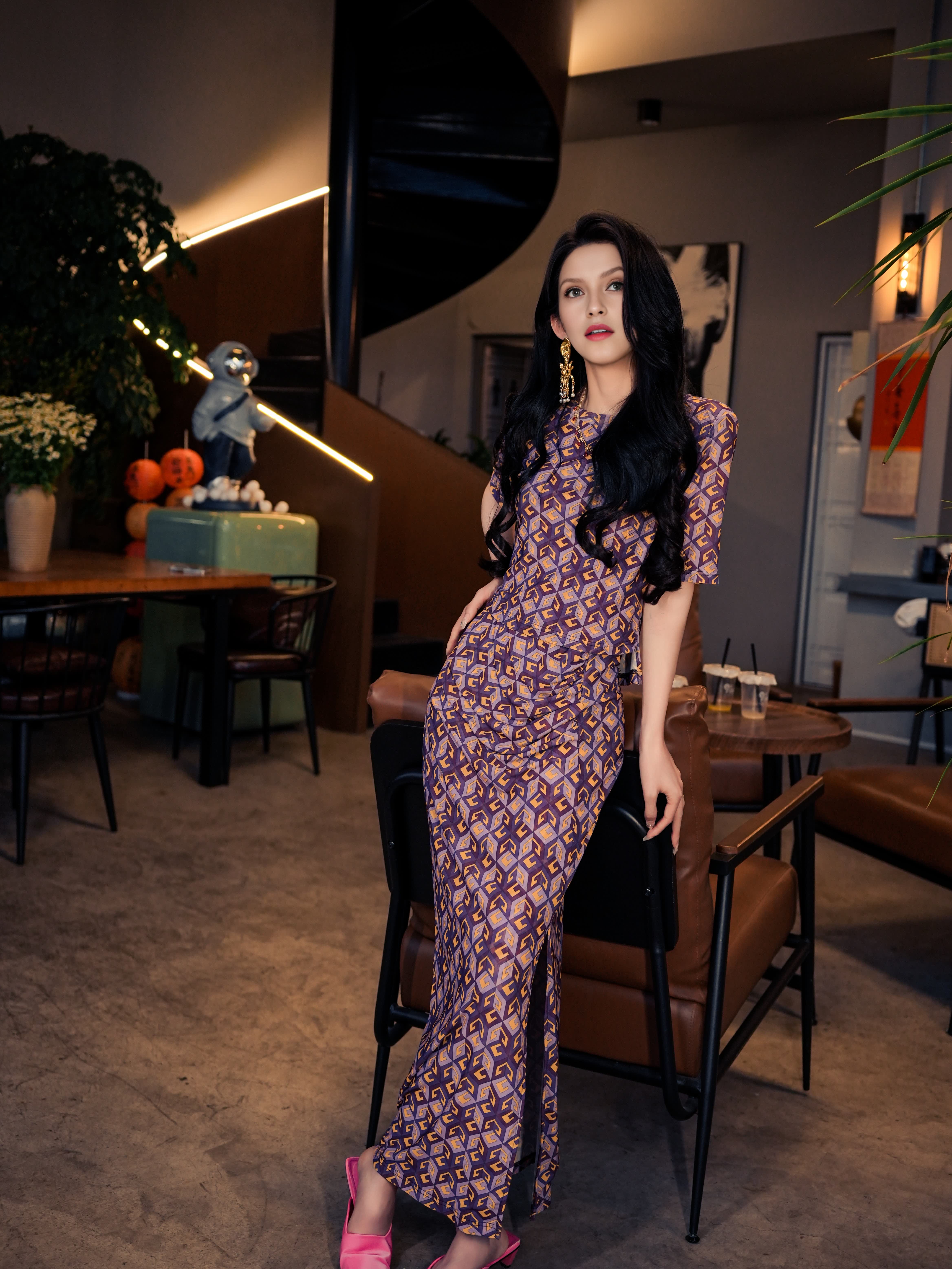 Summer new original designer purple mandala dress with retro and white appearance for woman on daily party birthday festival be gift for mom and frien