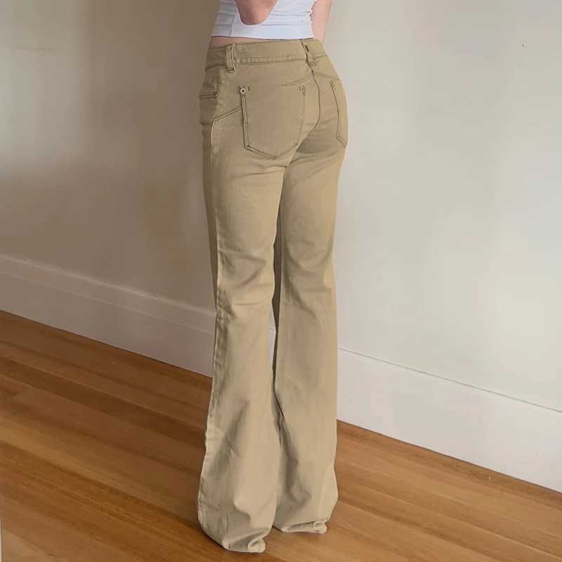 Rockmore High Street Low Rise Flare Jeans for Women Y2K Aesthetic Basic Skinny Jean Pants Vintage Washed Denim Trousers Korean R250718