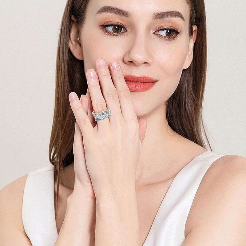 New Style Personality High-end Moissanite Light Luxury S Silver Twisted Arm Double-headed Open Ring