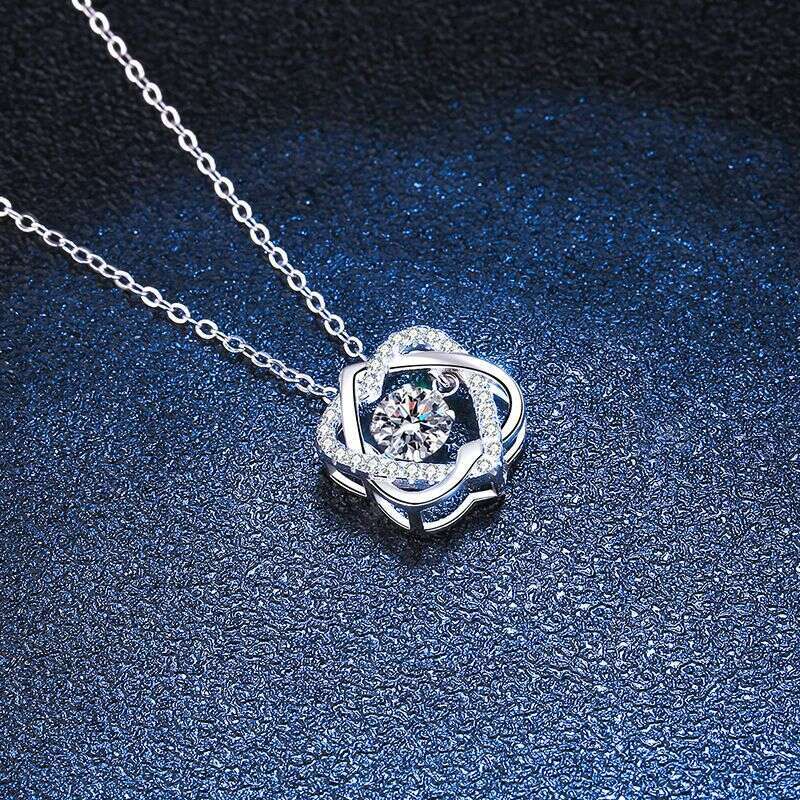 S Sier Hexagram Dynamic Pendant Fashion Heartbeat Clavicle Chain Moissanite Necklace for Women f8a