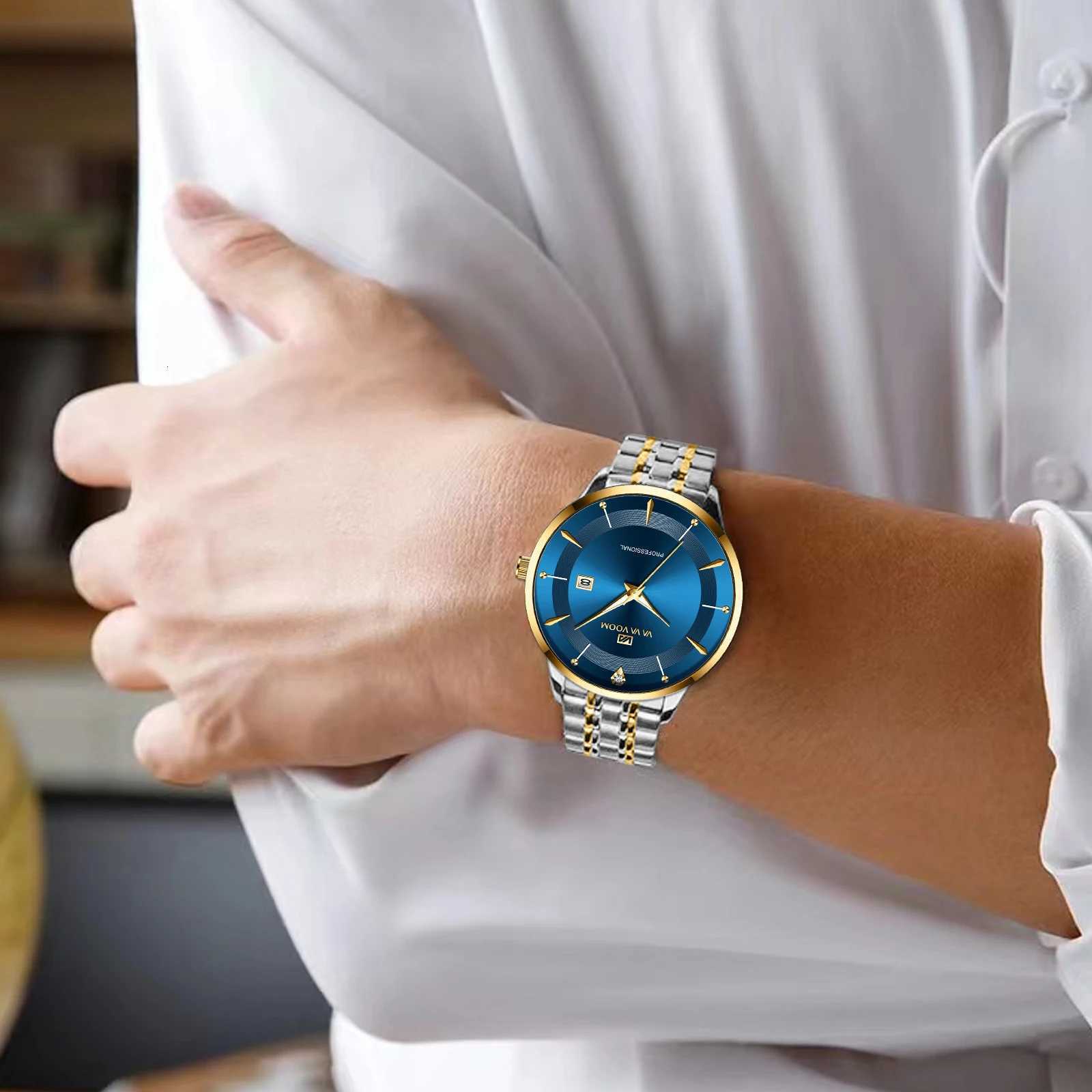 VA VOOM Fashion Mens Watches Waterproof Stainless Steel Business Simple Night Light Date Top Brand Quartz Watch for Men W250718