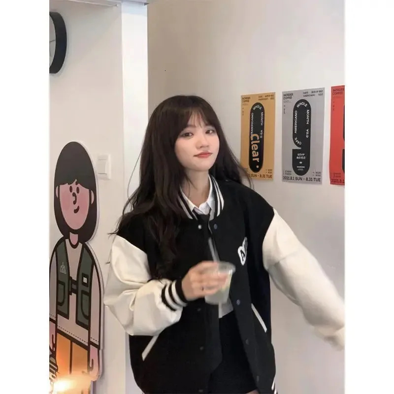 Womens Baseball Jacket Of The Season Autumn Style American Retro Patchwork Color Print College Style INS Windbreak 250711