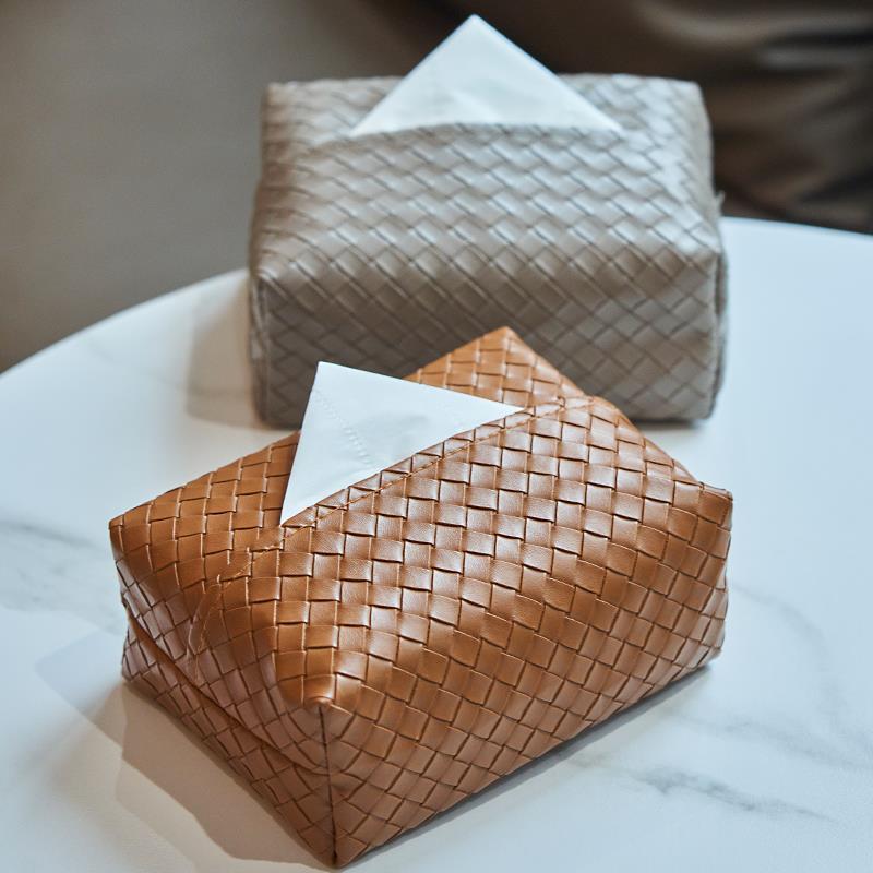 Woven Living Room Light Leather Tissue High-end Home Coffee Table Napkin Storage Box ddmythur