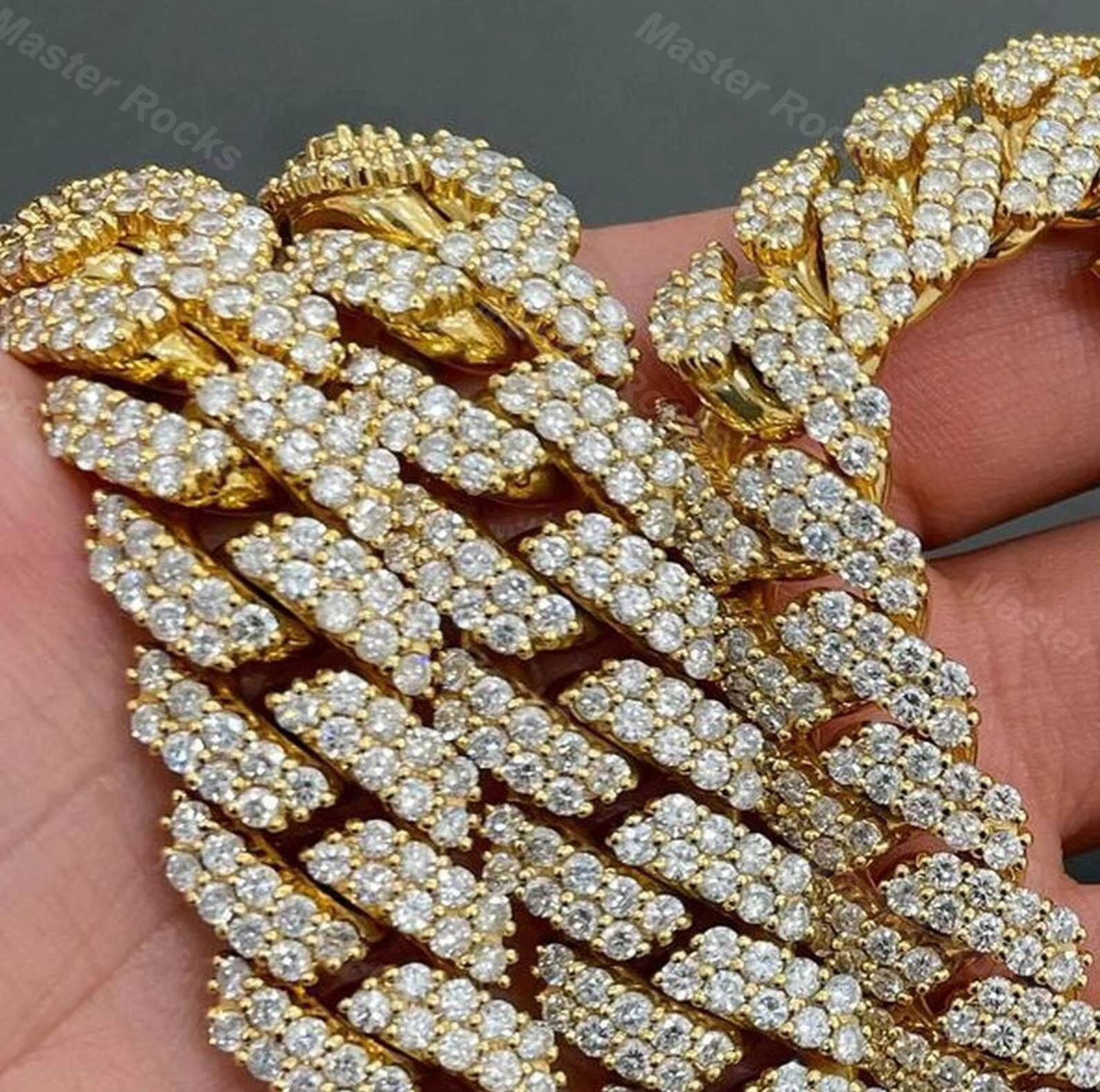 Factory Wholesale Fine Jewelry for Men Women 15mm S925 VVS D Color Moissanite Iced Out Cuban Chains